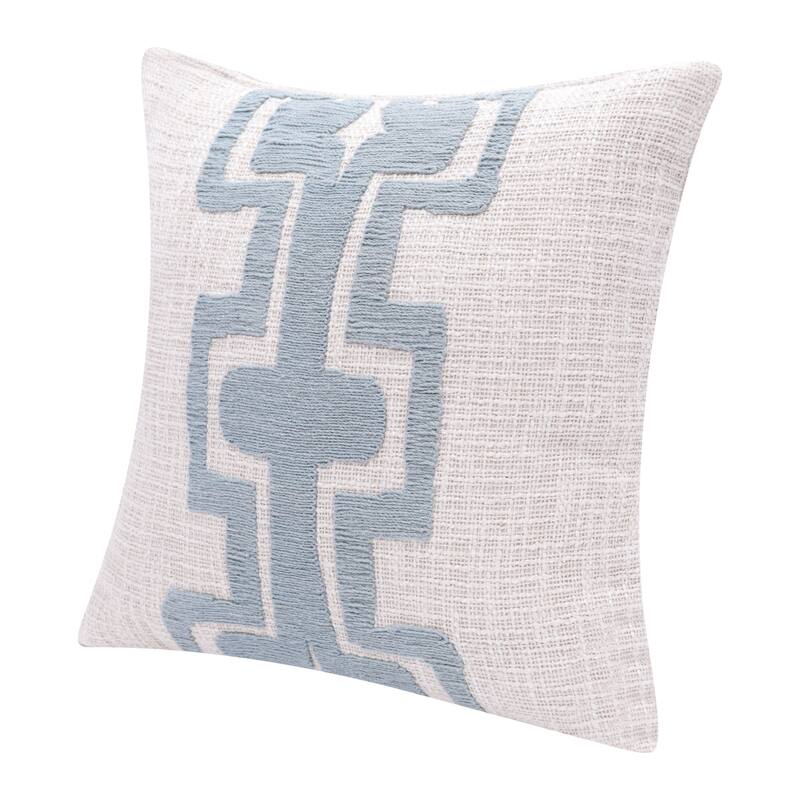 HomeRoots 20" Ocean Blue and Ivory Cotton Throw Pillow