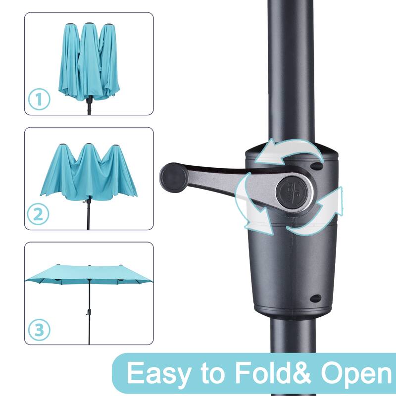 Autlaycil 13 ft Patio Umbrella with Crank Outdoor Umbrella with Base