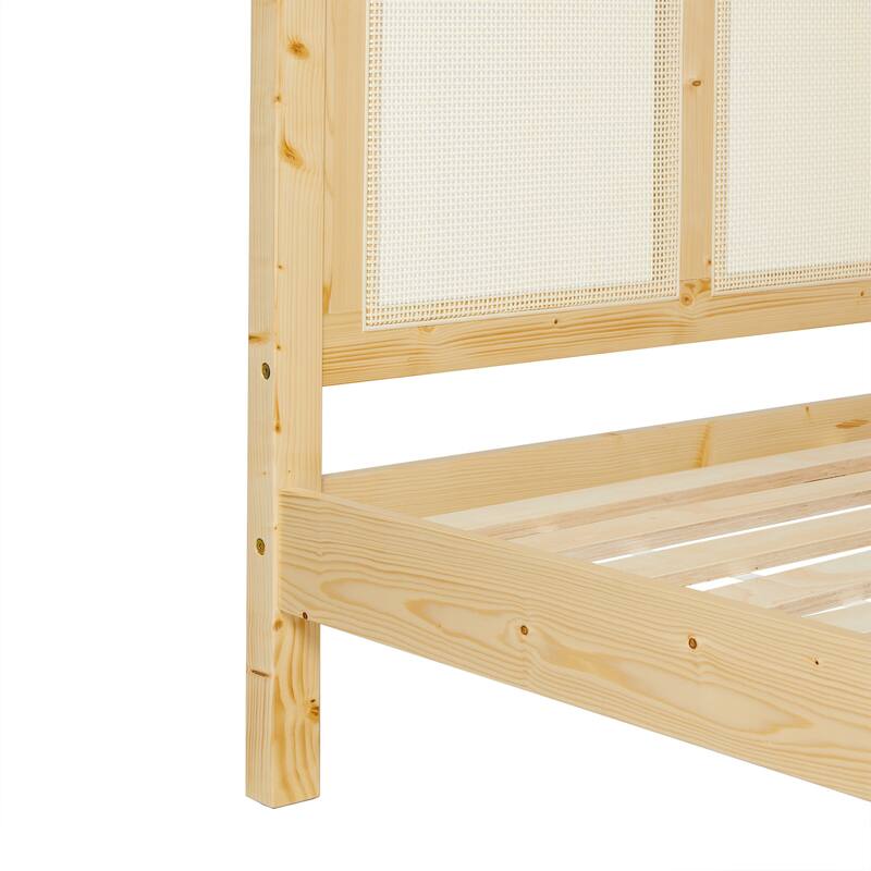 Middlebrook Designs Boho Solid Wood Rattan Headboard Queen Bedframe