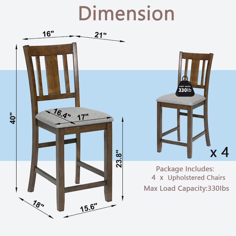 Set of 4 Counter Height Dining Chairs with Padded Seats