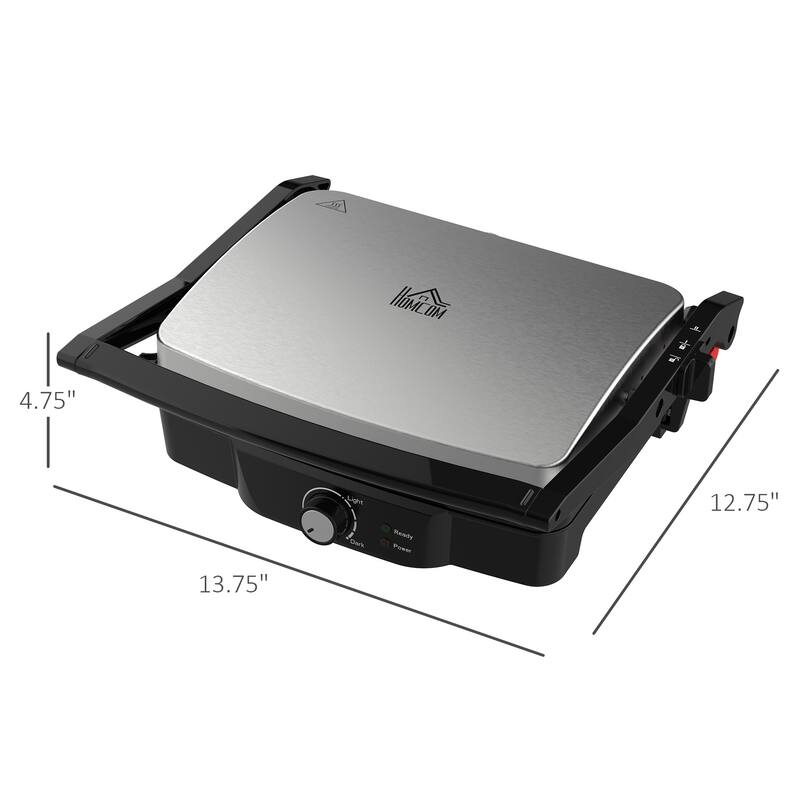 HOMCOM Large Panini Press Sandwich Maker and Grill, Cooking Gift - 13.75" L x 12.75" W x 4.75" H