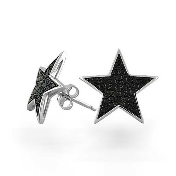 Bling Jewelry Sterling Silver Black Star Micropave Cz Stud Mens Bling Jewelry Sterling Silver Black Star Micropave Cz Stud Mens Earrings