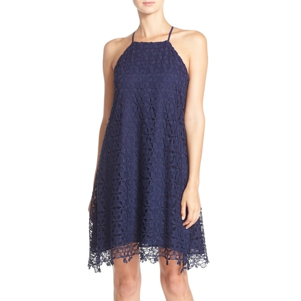 Shop Chelsea28 Navy Blue Womens Size Large L Lace Halter Shift