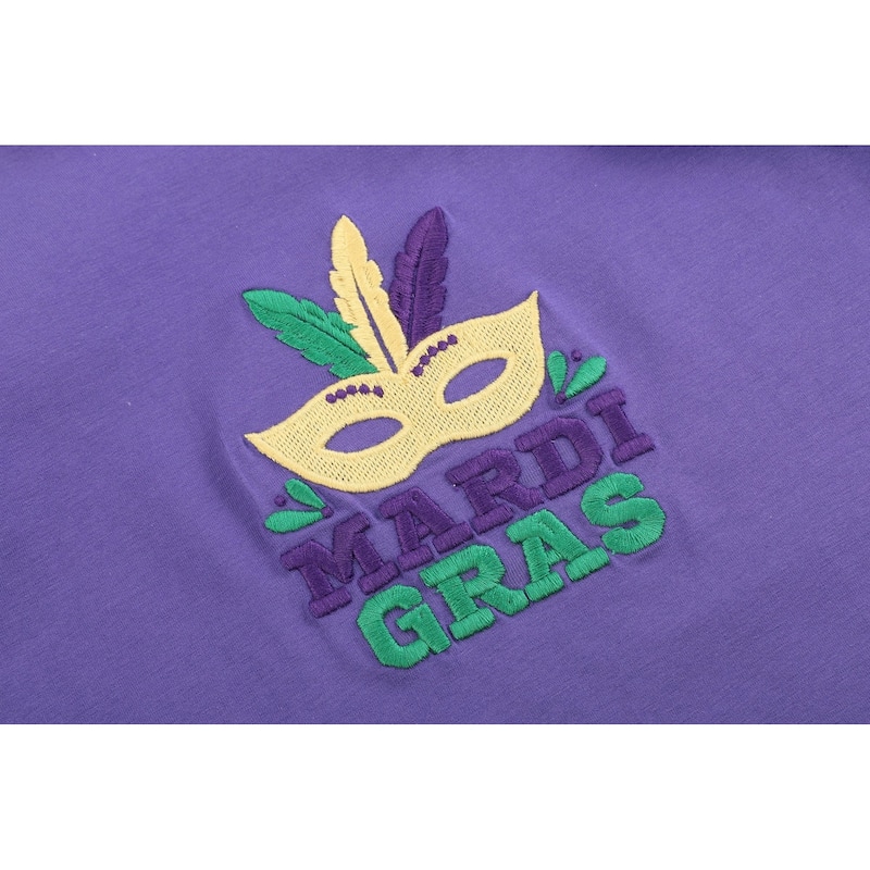 Lil Cactus Purple Mardi Gras Applique Ruffle Shirt