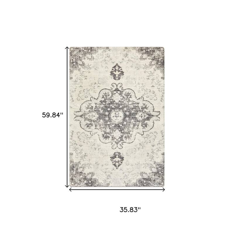 HomeRoots Medallion Traditional Rectangle Area Rug