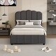 preview thumbnail 1 of 8, Upholstered Bed with 2 Storage Drawers,Wood Slat Support