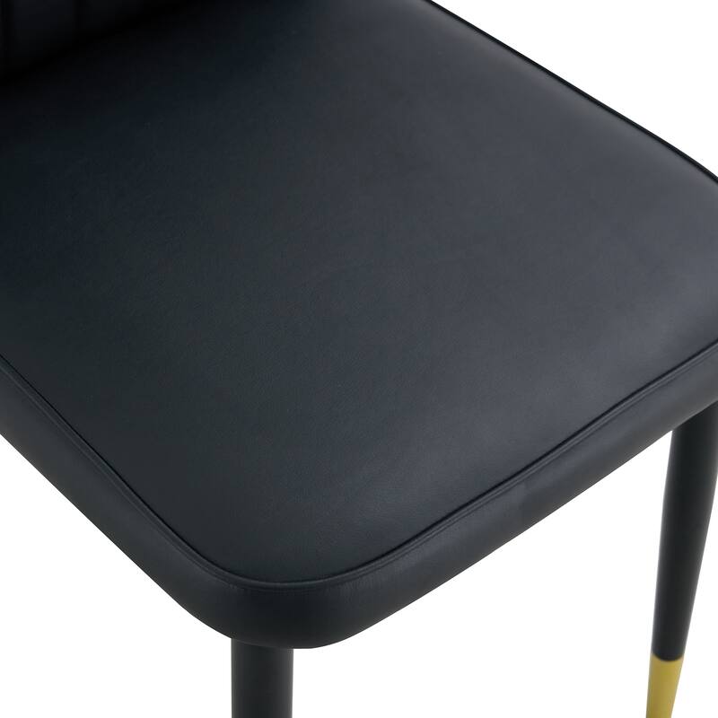 Roomfitters PU Dining Chairs with Patterned Backrest and Black Metal Legs, Upholstered Modern Set of 8 for Dining