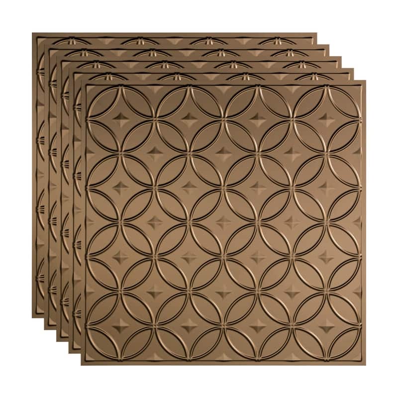 FASÄDE Rings Decorative Vinyl 2ft x 2ft Lay in Ceiling Panel in Argent Bronze (5 Pack) - 5 Pack - Argent Bronze