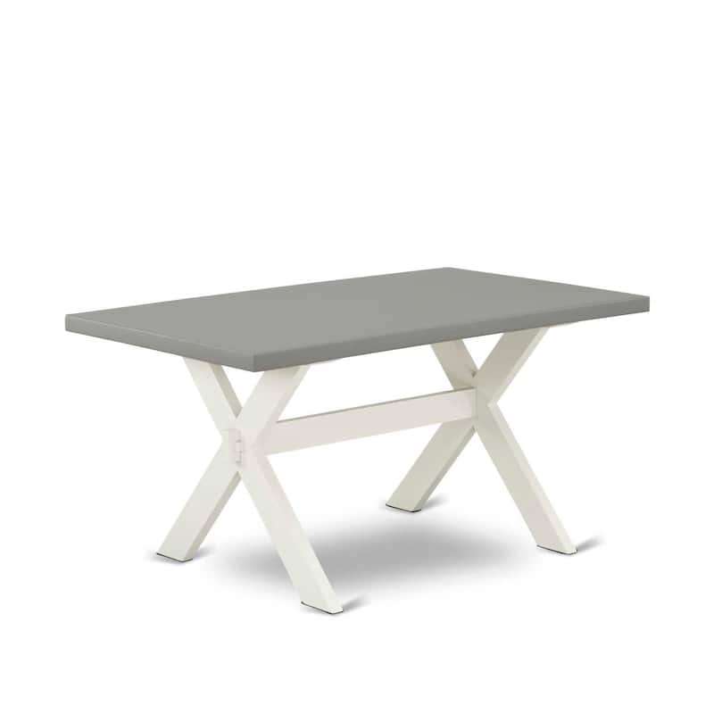 HomeStock 5-Piece Wire Brushed Linen White Finish Solid Wood Top Dining table with 4-Chairs