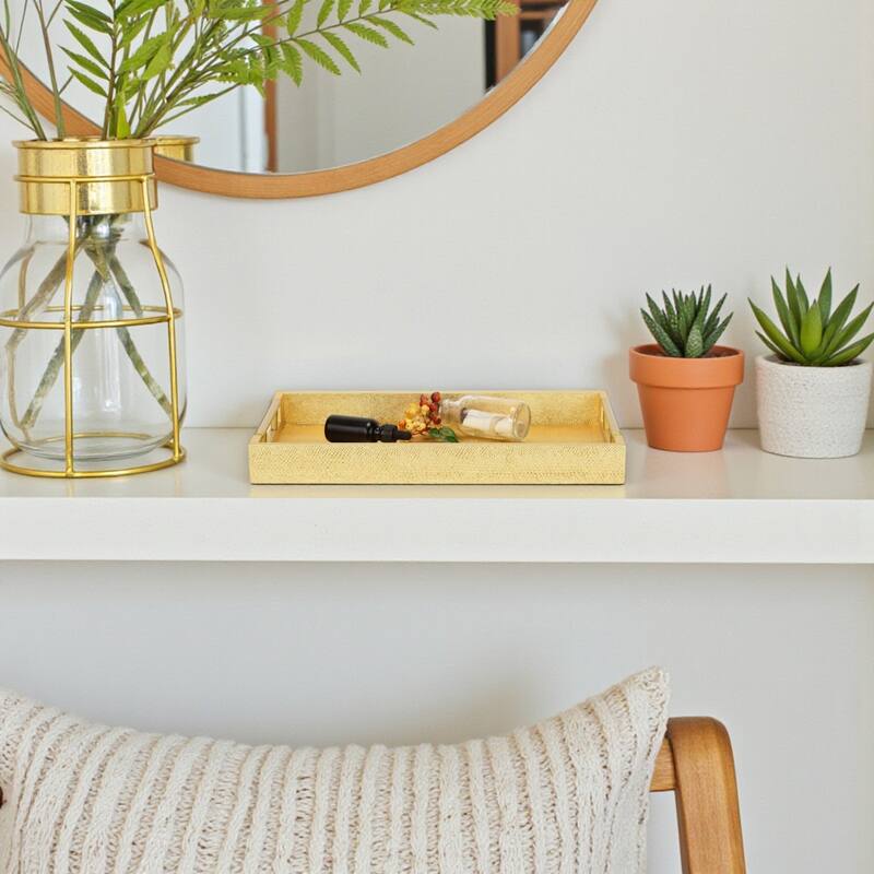 Lusan Faux Shagreen Tray with Handles