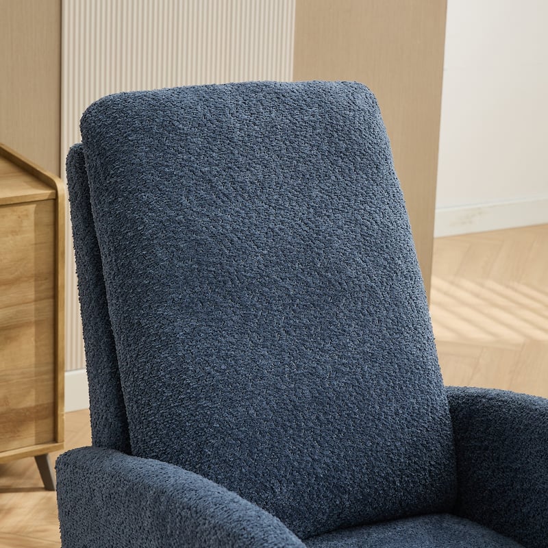 GDFStudio - Amelia Boucle Upholstered Rocking Chair with Retractable Footrest and Wingback Design - 25.4"W