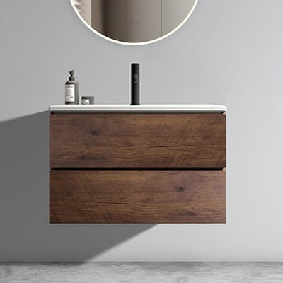Bathroom Vanity with Ceramic Sink and Single Hole, Large Storage Floating Bathroom Vanity
