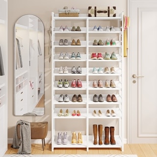 Tall Shoe Rack Organizer with Side Hook for Entryway, 9-Tier 36 Pair Free  Standing Wood Shoes Storage Shelf Cabinet for Boots Bed Bath Beyond 