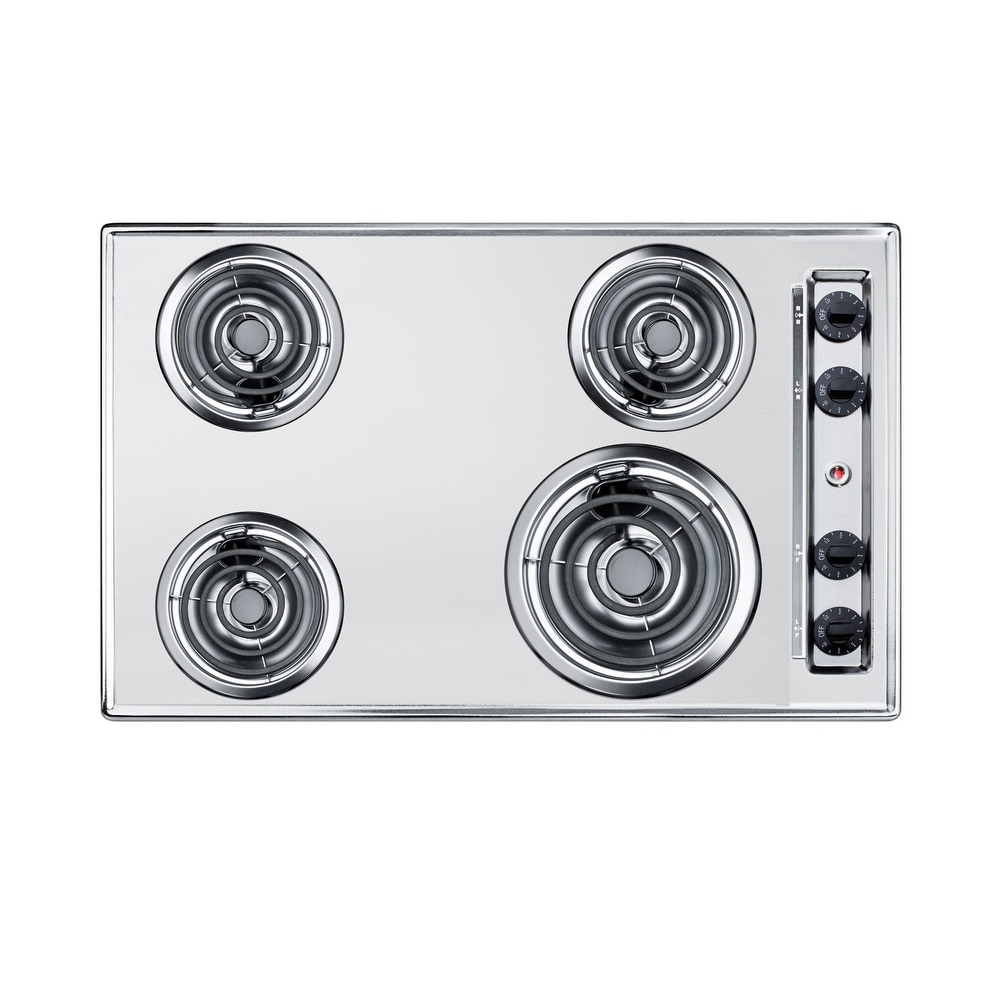 Summit 30 Inch Wide 4 Burner Electric Cooktop - Chrome