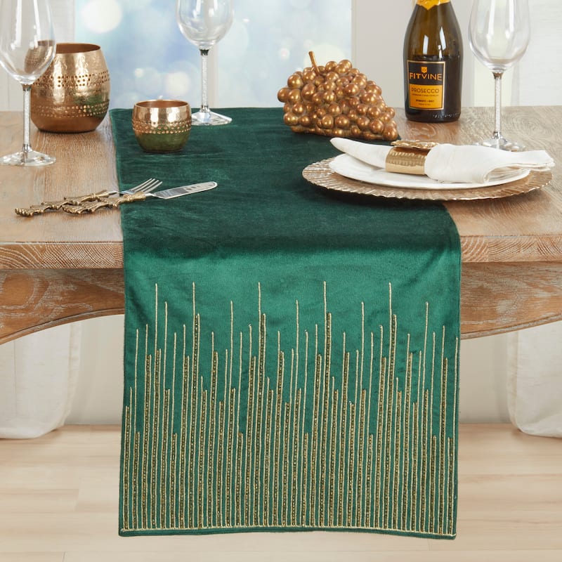 Velvet Beaded Lines Table Runner - 16"x72"