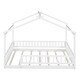 preview thumbnail 4 of 7, Full Size Wood Floor Bed Frame,Pine Wood House Bed with Roof and Fence, for Kids, Boys or Girls,White
