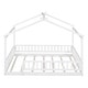 preview thumbnail 9 of 7, White Full Size Wood House Bed with Fence - Stylish & Spacious Kids' Bed