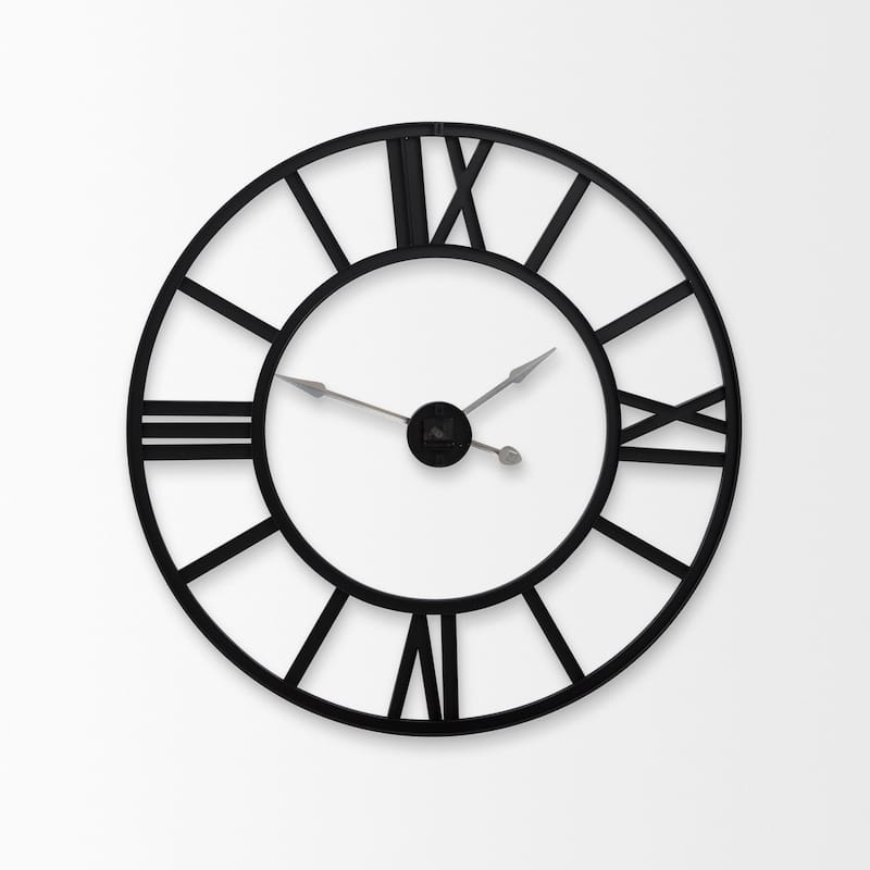 Stoke Matte Black Iron 30" Round Wall Clock - 30"W x 1.6"D x 30"H