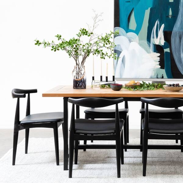 Shop 2xhome Solid Real Wood Dark Seat Pu Leather Cushion Elbow