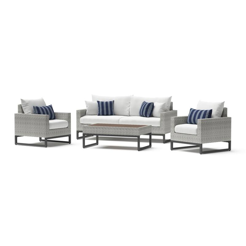 Milo Gray 4 Piece Sunbrella Outdoor Patio Seating Set