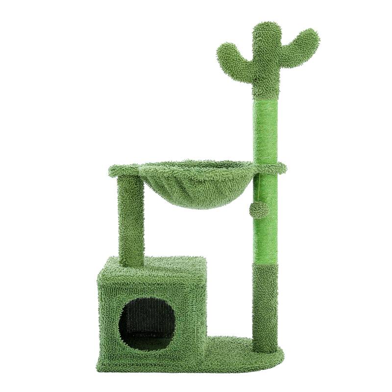 Cactus Cat Tree Condo with Hammock Perch, Cat Sisal Scratching Post