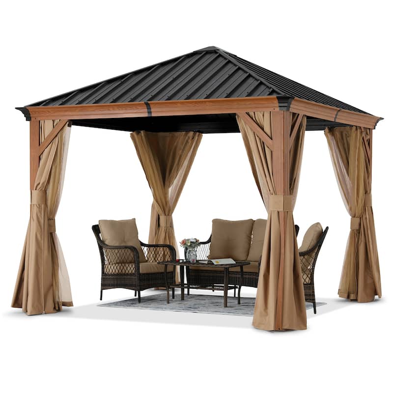 ABCCANOPY Outdoor Hardtop Gazebo with Galvanized Steel Double Roof