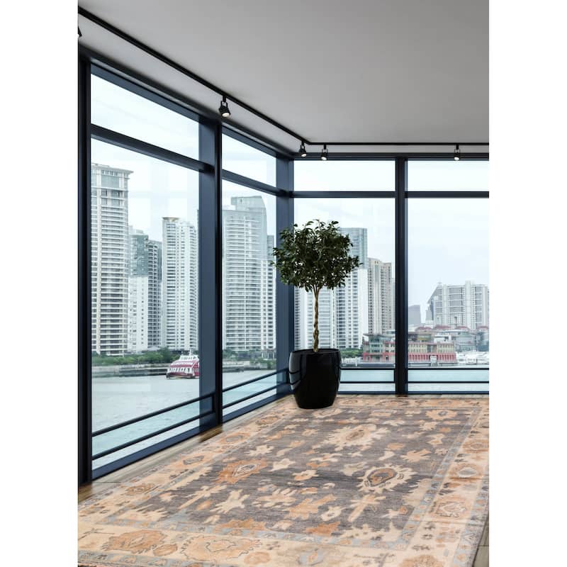 ECARPETGALLERY Hand-knotted Modern Oushak Charcoal Wool Rug - 8'2 x 9'11