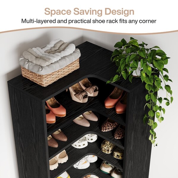 靴箱(No:1262169) Corner Shoe Cabinet for 40-45 Pairs, 9-Tier Tall Shoe Storage Rack