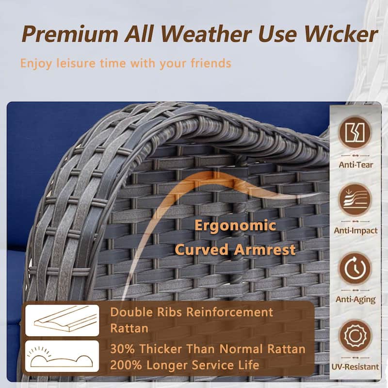 11 Piece Rattan Wicker Outdoor Patio Furniture with Swivel Chairs Set