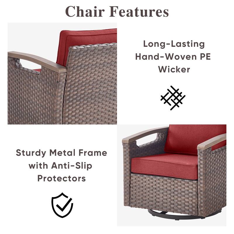 Pocassy Outdoor Swivel Chair with Cushion Set