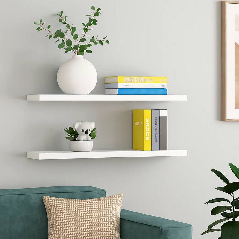 Gima Hanging Wall Shelf Set of 2, Honeycomb MDF, White, 47 Inch