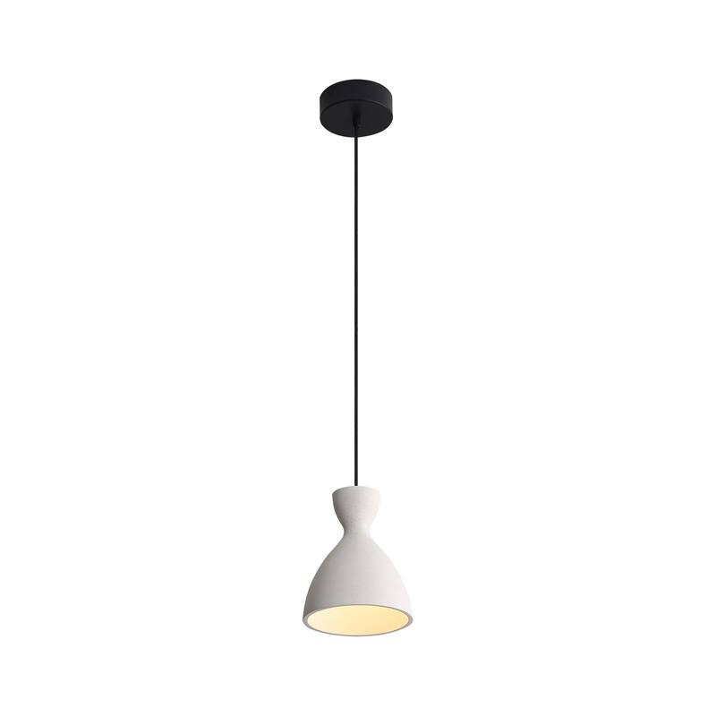 Aethera 7" LED Pendant in White Sandstone Cement - Gold