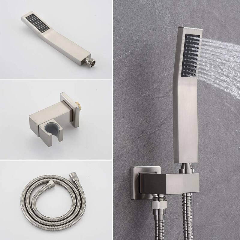 Proox 12" Pressure Balancing Shower Rain Valve with Tub Faucet Spout Set Handheld