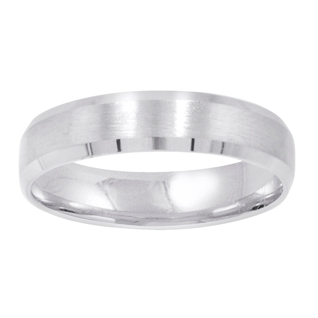 Shop Men S 10k White Gold 5mm Comfort Fit Bevled Edge Wedding Band