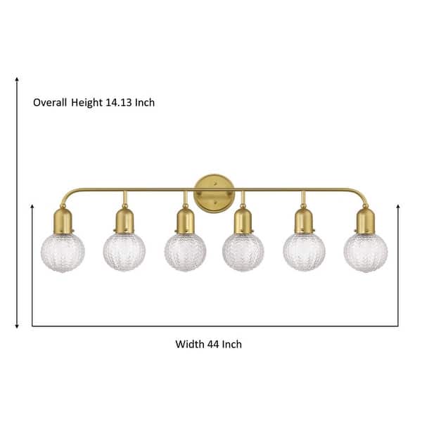 dimension image slide 1 of 2, Modern Glam 6-light Bathroom Vanity Light with Crystal Shade - 44 inches