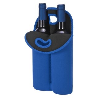 2 Bottle Wine Carrier Tote, 9"x13" Wine Bottle Carrying Bag, Blue - Bed ...