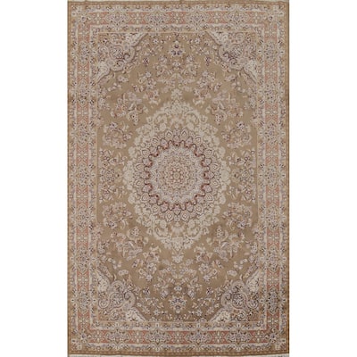 Brown Tabriz Turkish Area Rug Machine Made Carpet - 6'6" x 9'8"