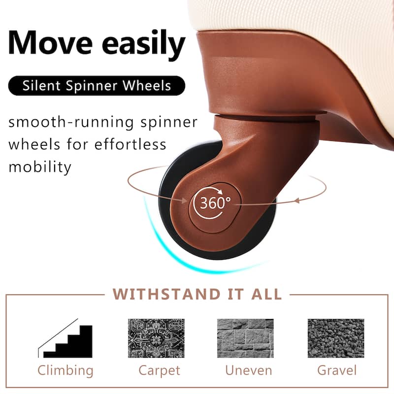 4 Piece High Quality ABS Expandable Lightweight Durable Suitcase Sets with 360掳 Spinner Wheels and TSA Lock & Travel Bag