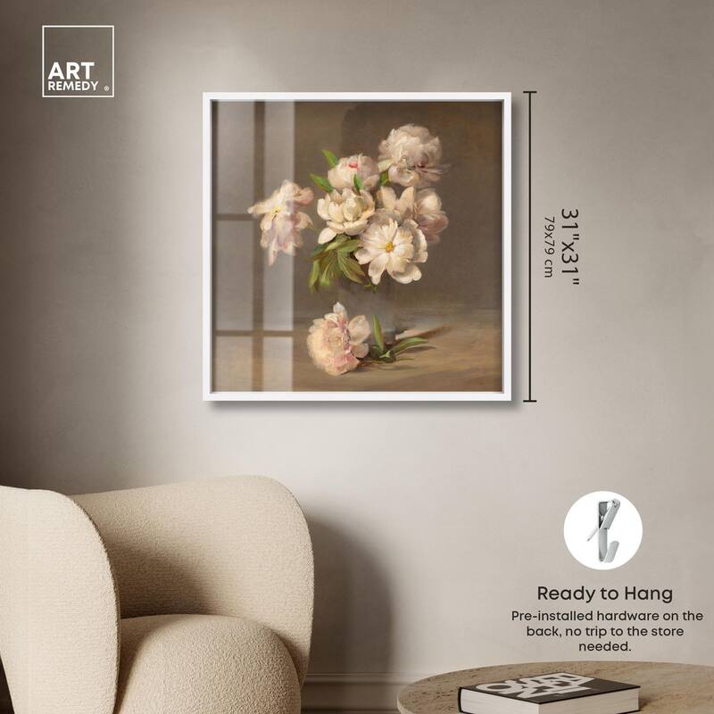 Porter Peonies in a Vase Shadowbox by Art Remedy