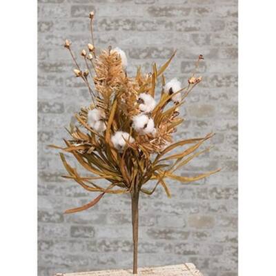 Cotton & Fall Grass Bush, 24"
