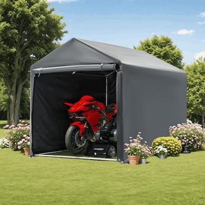AVAWING Outdoor Storage Shed, Portable Bike & Motorcycle Shelter with Steel Frame & PE Cover - 5" x 7.2"
