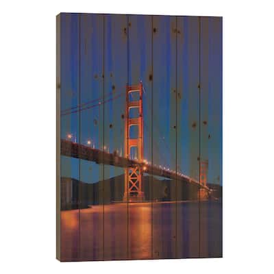 Golden Gate Bridge At Night, San Francisco, California, USA Print On Wood by Walter Bibikow - Multi-Color