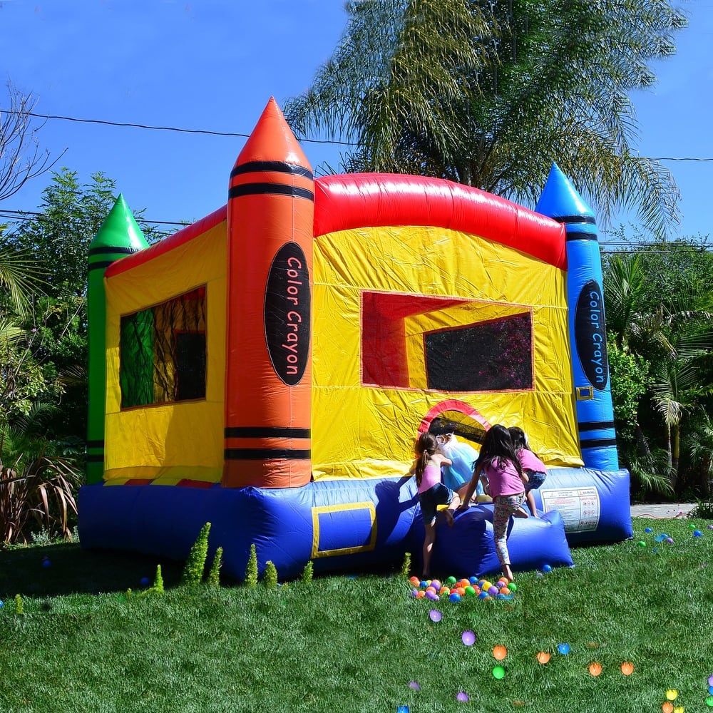 HeroKiddo Crayon Commercial Grade Inflatable Bounce House for Kids with Air Blower Included, Lightweight, Outdoor Play