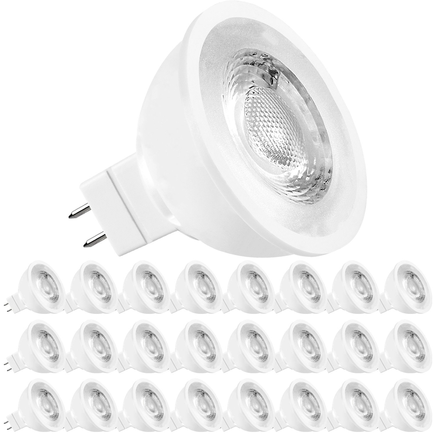 Indsigt kande værdi Luxrite MR16 LED Bulb 50W Equivalent, 12V, Dimmable, 500 Lumens, GU5.3 LED  Bulb 6.5W, Enclosed Fixture Rated (24 Pack) - On Sale - Overstock - 31860222