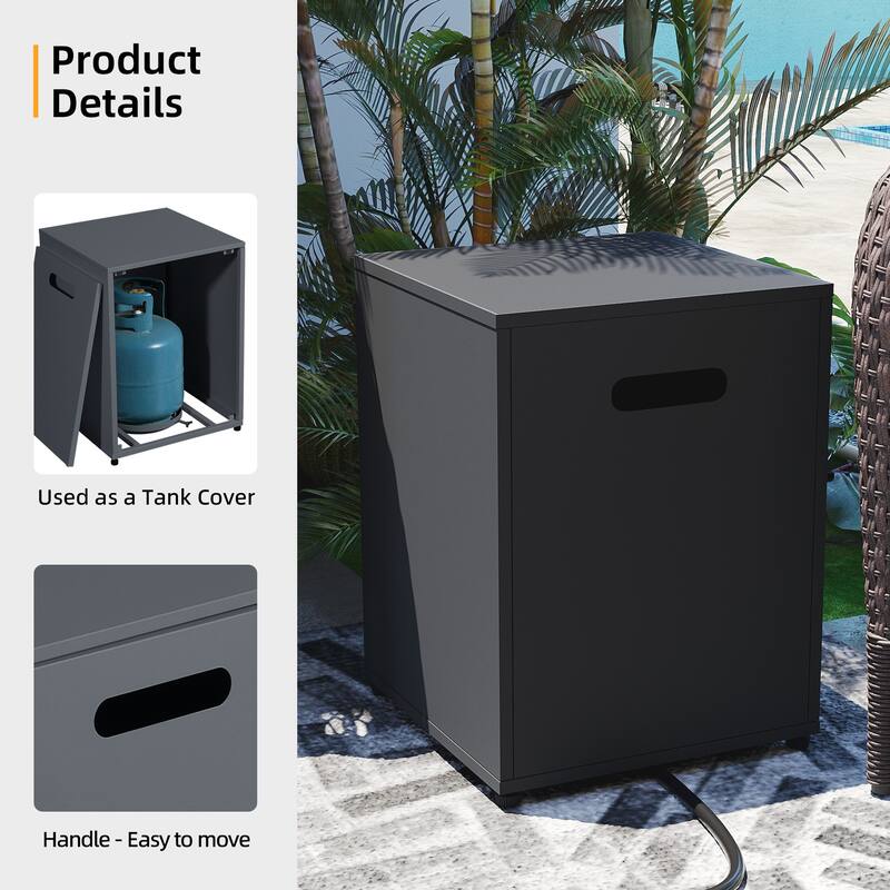Patio Watcher Outdoor 42in. Iron Fire Pit Table with Propane Tank Cover