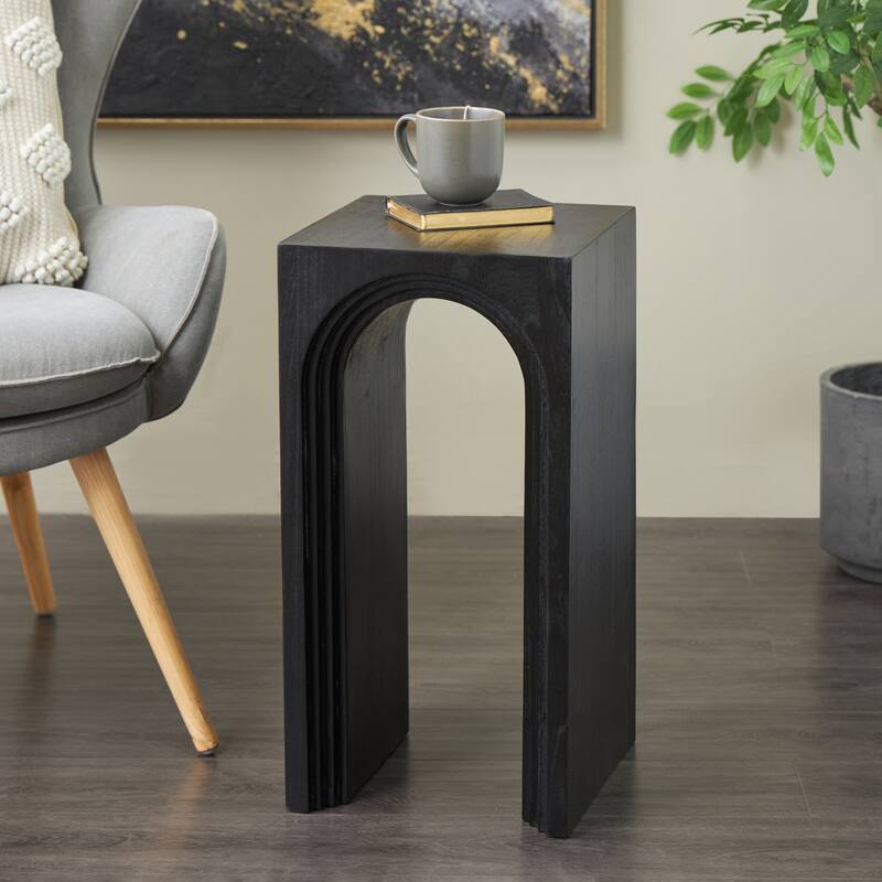 Wood Cutout Arch Accent Table - Brown or Black - Roche River Decor