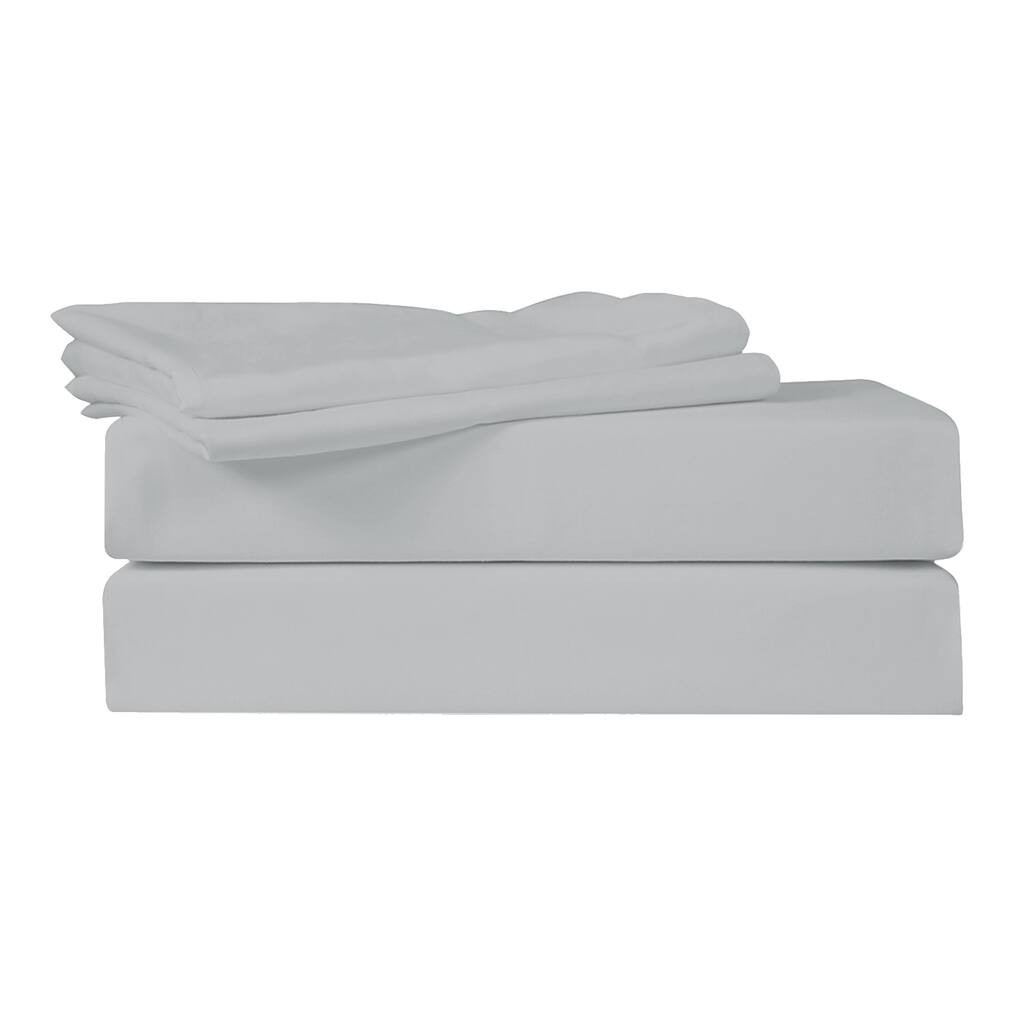 Just Linen 400 TC 100% Egyptian Cotton Sateen, Solid Colours, Full Sheet Set with Deep Pocketed Fitted Sheet