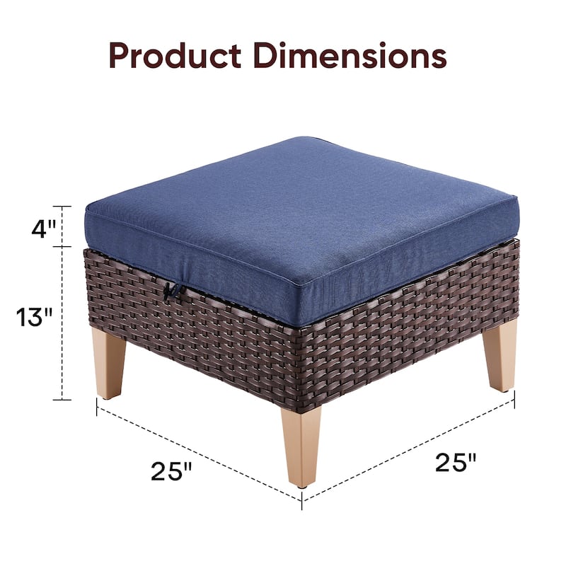 Gymojoy PE Wicker Chair with Ottoman Footrest