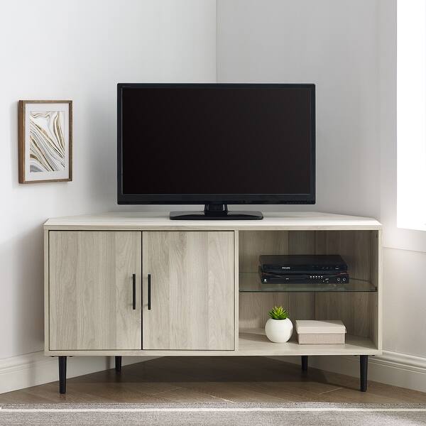 Carson Carrington Esbo 48 Inch Corner Tv Stand Console On Sale Overstock 30270125 Extendable tv stand console with storage 3 drawer upholstered media console tempered glass top, 79 to 103. carson carrington