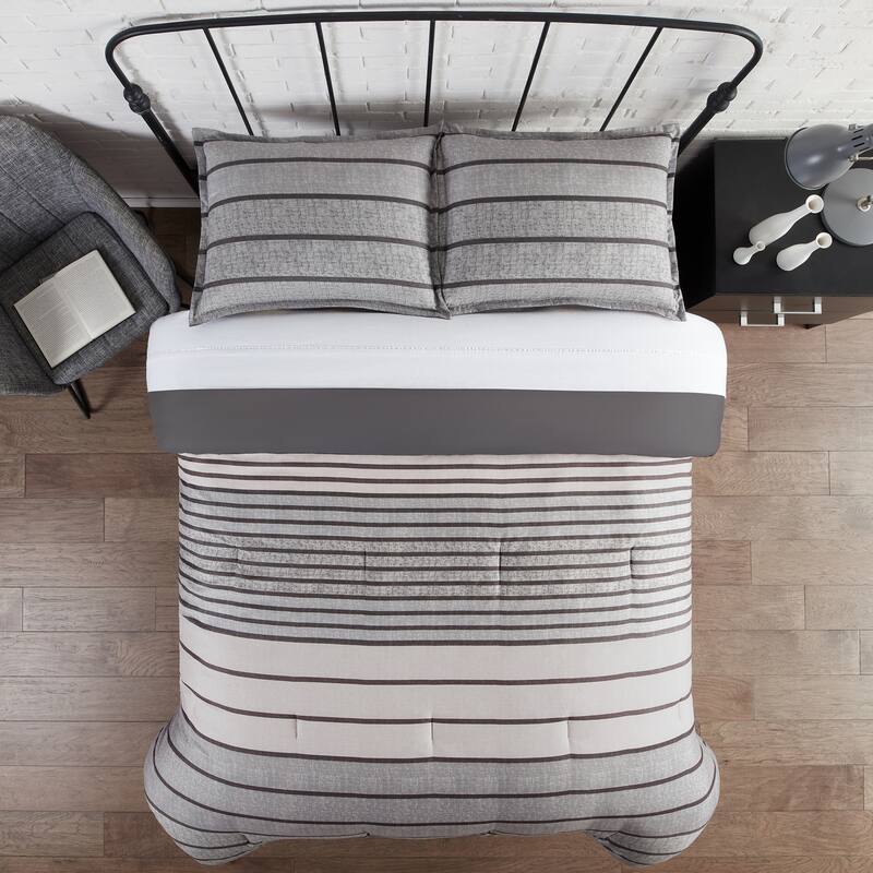 Serta Simply Clean Conrad Variegated Stripe Antimicrobial Comforter Set